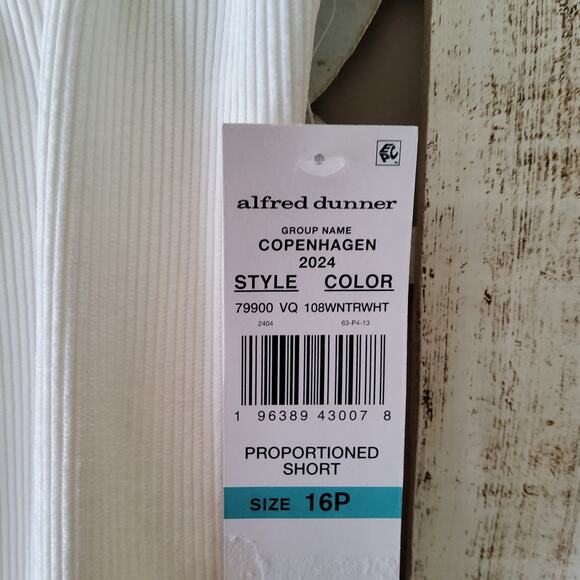 Alfred Dunner Women's Copenhagen Corduroy Elastic Waist Pants in White - Picture 9 of 11